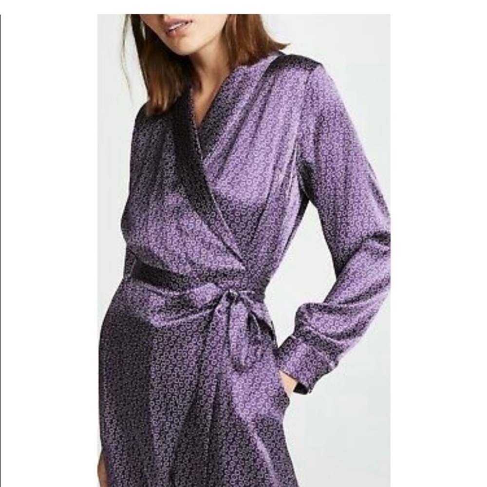 Rachel Comey Purple Daisy Silk Wrap Jumpsuit
